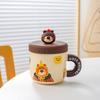 Creative Cartoon Mug Ceramic Cup Water Cup with Lid Cute Coffee Cup Children Water Cup Gift Birthday Gift