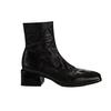 [Autumn and Winter Explosion] Korean Square Head Washed Horse Skin Thin Short Boots Thick Heel Side Zipper Thick Sole Small Ankle Boots Children