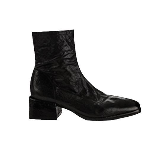 [Autumn and Winter Explosion] Korean Square Head Washed Horse Skin Thin Short Boots Thick Heel Side Zipper Thick Sole Small Ankle Boots Children