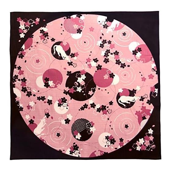 Miyamoto Towel (Miyamoto-towel) Miyamoto Kenema Made in Japan Large Furoshiki Large 24 Width Japanese Pattern Hand Printed Cats Can See Cherry