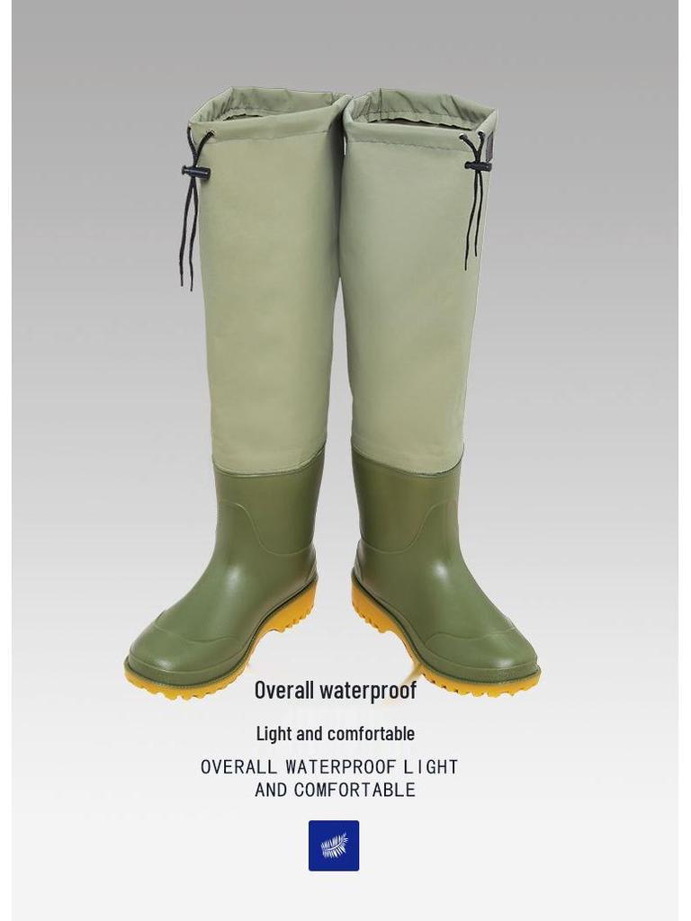 Αδιάβροχες Δερμάτινες Γαλότσες Ολόσωμες με Χοντρή Ψηλή Κορυφή για Ιππασία