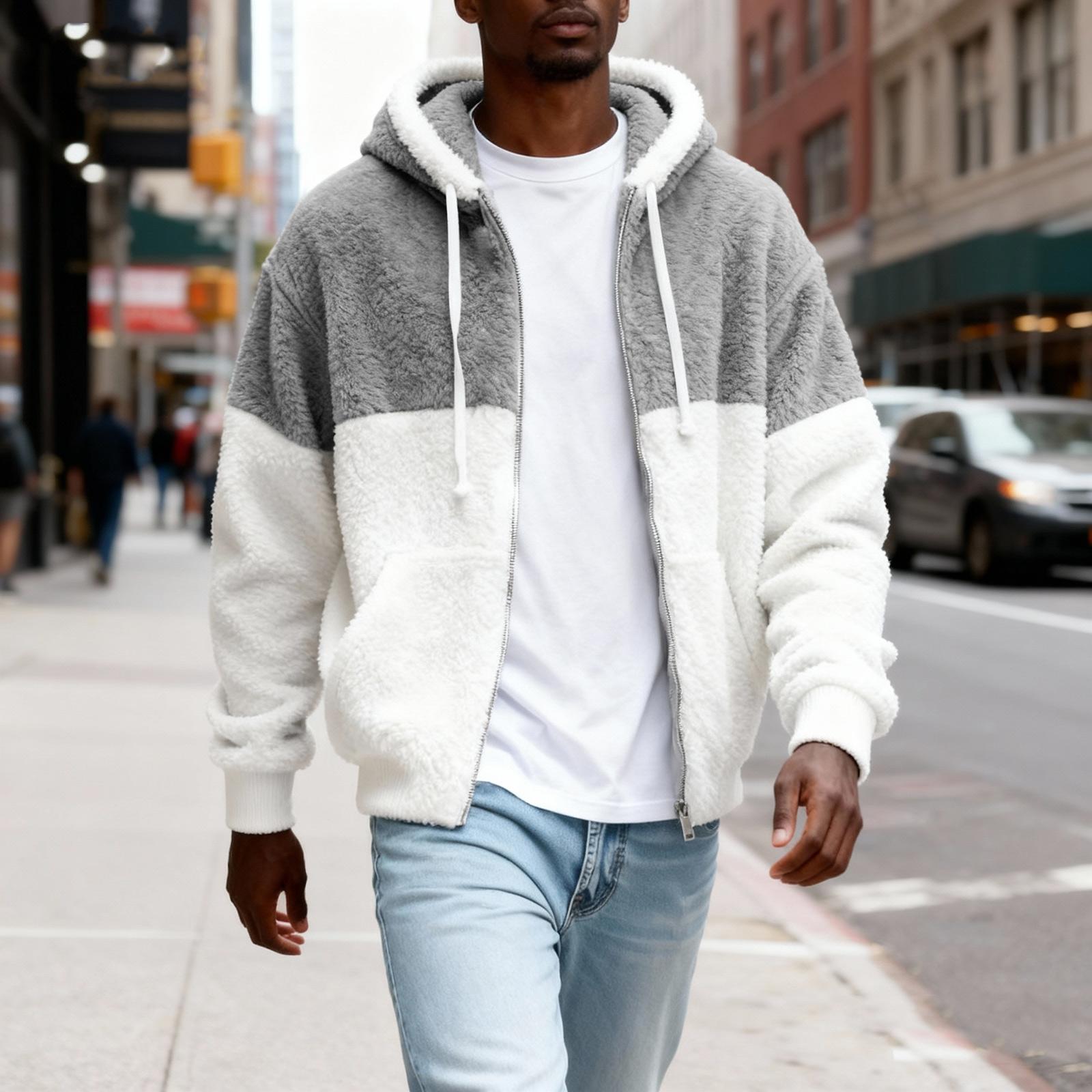

Мужская пушистая толстовка с капюшоном на молнии плюшевая куртка на молнии с капюшоном для XXL