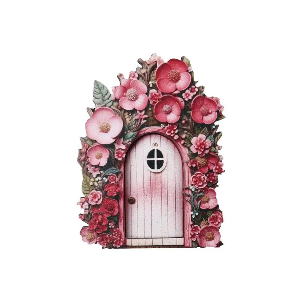 Dollhouse Wood Fairy Elf Door Mini Home Decorations Room Wall Decoration Cartoon Elf Door Baby Gift Craft Ornaments