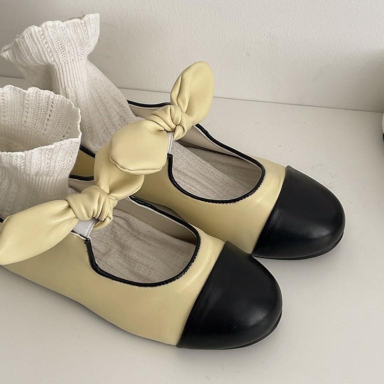 Fashion temperament French bow shallow mouth flat-soled single shoes women's 2025 new spring and autumn soft-soled Mary Jane small leather shoes