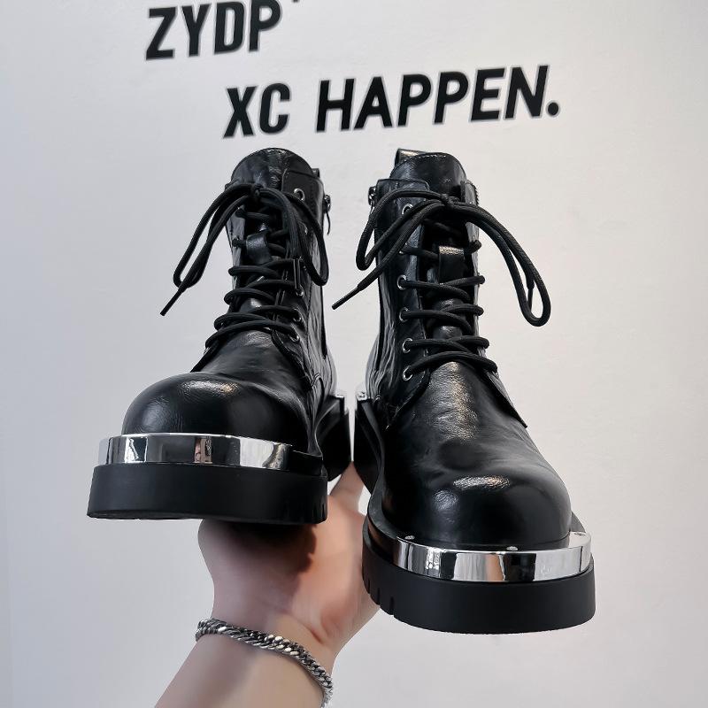 2024 autumn and winter men's platform locomotive Martin boots high-top tooling shoes side zipper fashion trend shoes 70065-A