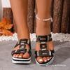 New double-breasted muffin thick-bottomed one-word slippers for women's leisure going out on the beach cool slippers for women