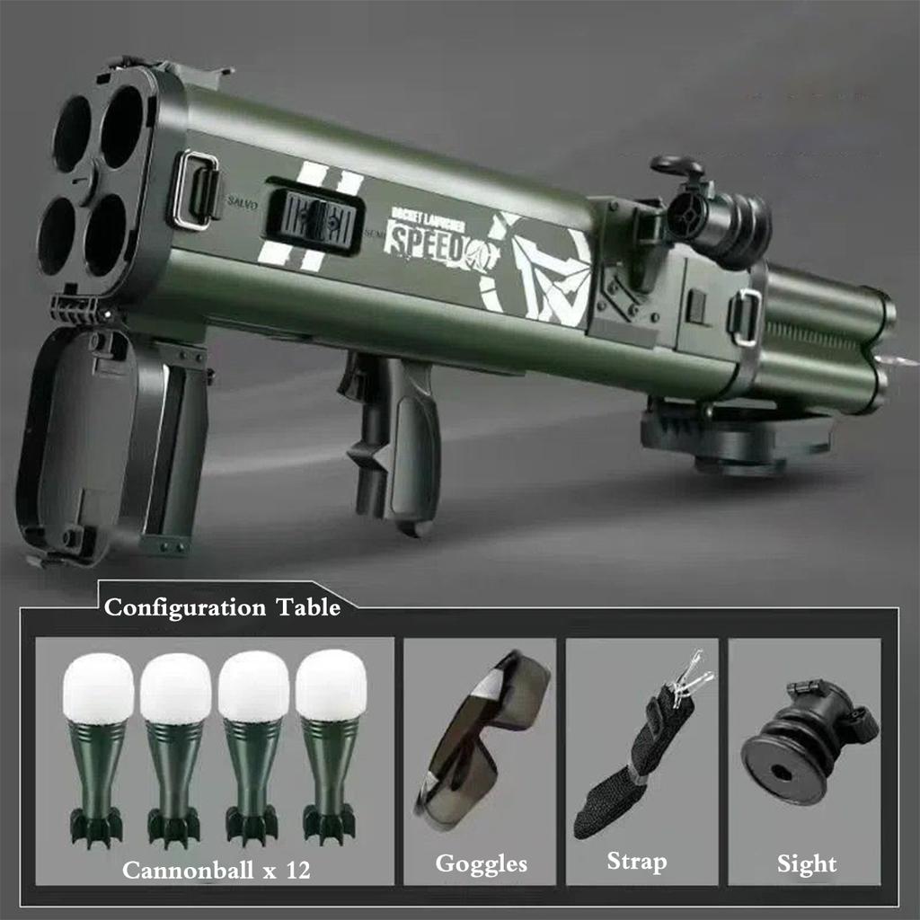 RPG Quadruple Toy Rocket Launcher Shooting Soft Bullet Weapo Children Outdoor Game Fake Gun Toy For Birthday Gifts Movie Props