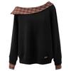 SanCai DuXing 2025 Autumn Retro Plaid Patchwork Loose Sweatshirt