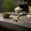Meditation Frog Figurine Alloy Mini Zen Frog Statue Retro Miniature Frog Desktop Ornament for Home Office Drawing Room Decoration