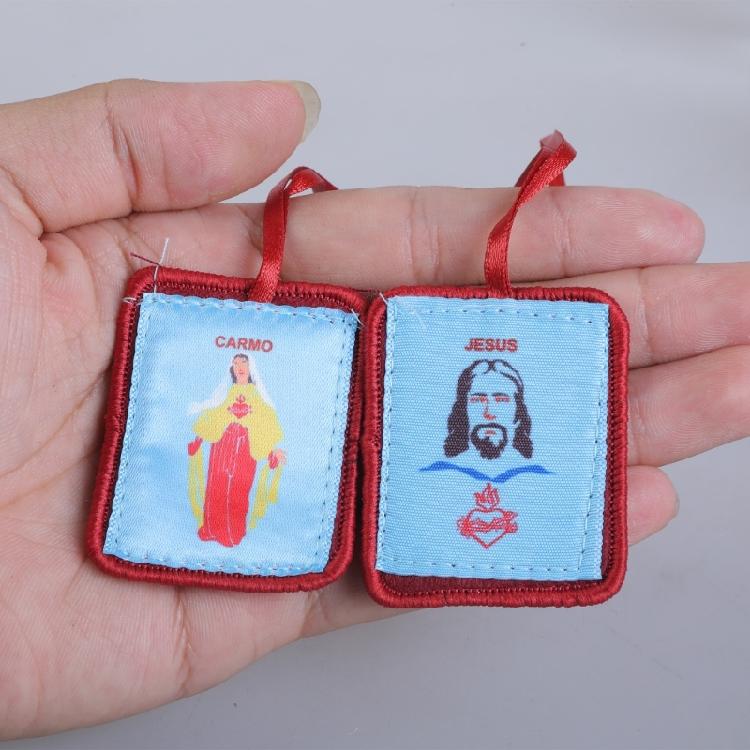 Matka Boska z Góry Karmel Katolicki Czerwony Szkaplerz Religijny Naszyjnik na Chrzty i Wydarzenia Kościelne Pierwsza Komunia Święta