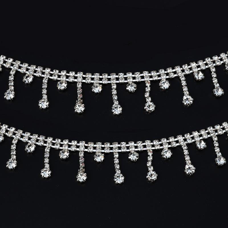 10Yards Rhinestone Fringe Trim Sparkle Diamond Rhinestone Tassel Chain Crystal Belt Clothing Bag DIY Wedding Decoration Gift