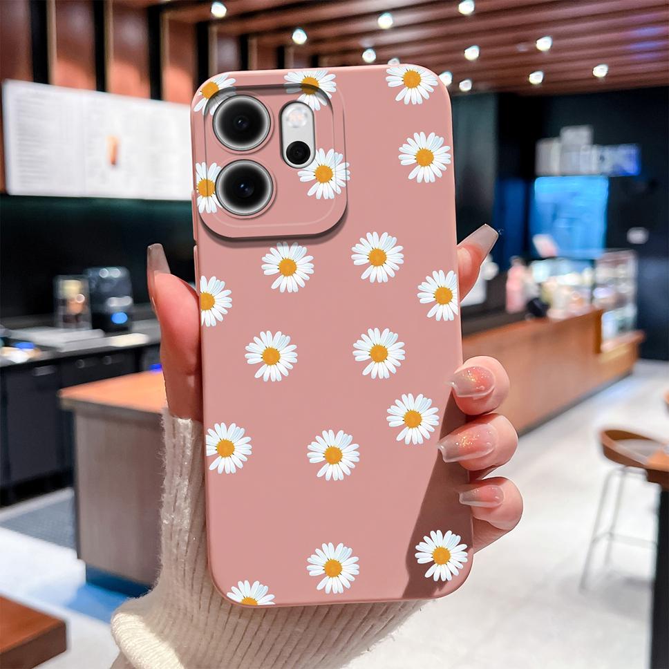 For Oppo Reno 14F 5G Phone Case Sunflower Patterns Soft Liquid Silicone Shell For OppoReno14F 14 F Camera Coverage Durable Capa