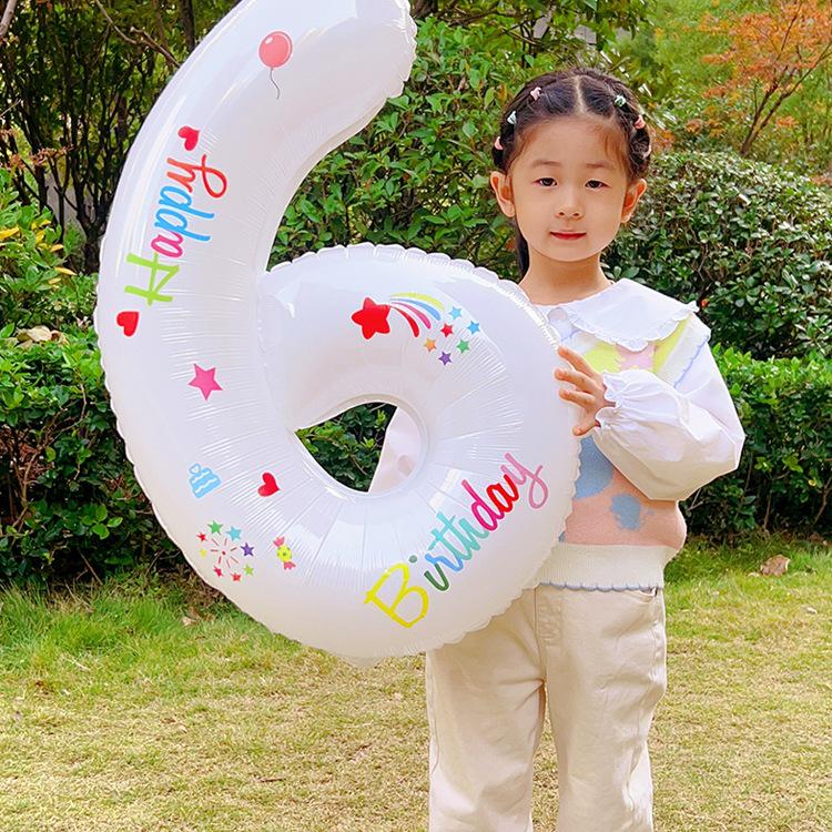 White Number Balloons for Kids' First Birthday Party Decorations
