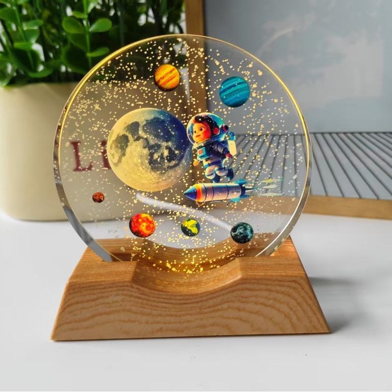1SET starry sky universe galaxy 3d three-dimensional laser color printing inner engraving crystal ball luminous night light ornament