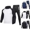 Conjunto de Moletom Masculino com Capuz 2 Peças Esportivo Masculino Fitness Moletom de Pelúcia Conjuntos de Calças