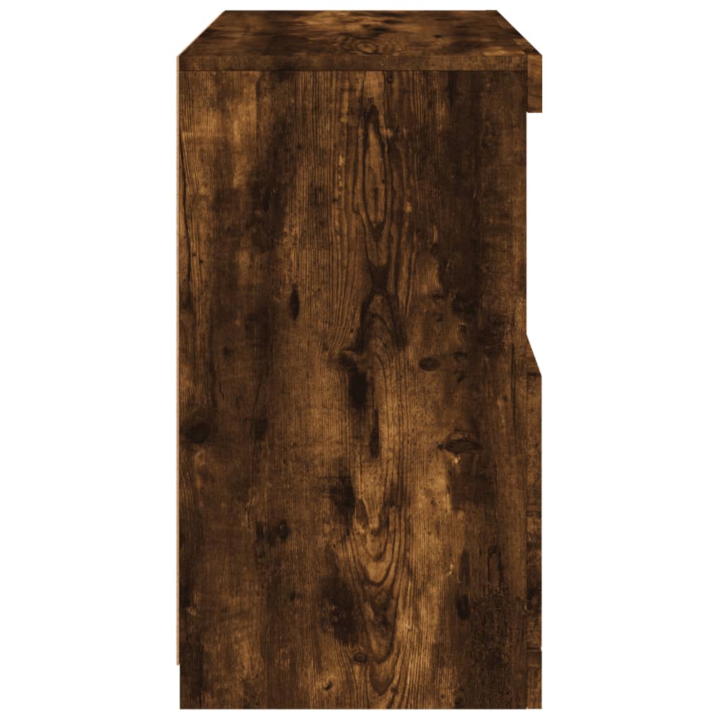 Sideboard with LED Lights Smoked Oak 60 x 37 x 67 cm