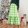 Women's Ruffled Casual Long Skirt Plaid Skirt Retro Pleated Skirt