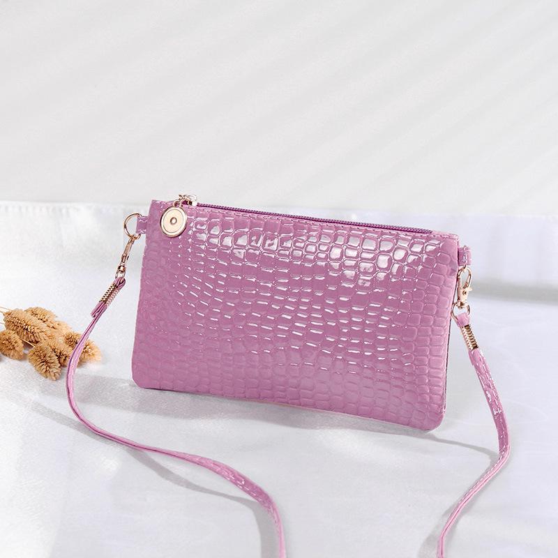 Patent Leather Bag Trendy Shoulder Bag  Women's Japanese and Korean Coin Bag  Crocodile Pattern Crossbody Bag  Mobile Phone Coin Wallet