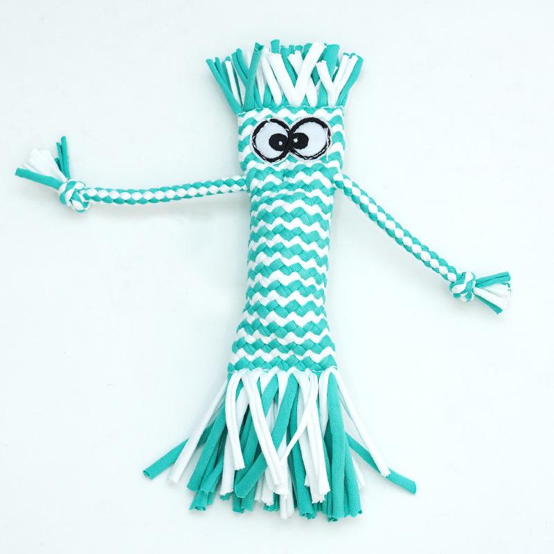 

Durable Squeaky Cotton Rope Knot Toys for Teething Dogs - Suitable for Small & Medium Breeds світло-блакитного кольору