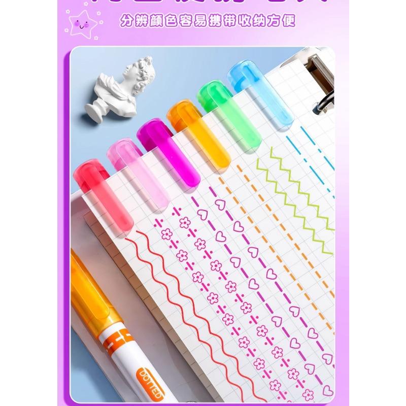 Creative Pattern Curve Highlighter Pens For Student Journal Hand Account Marking