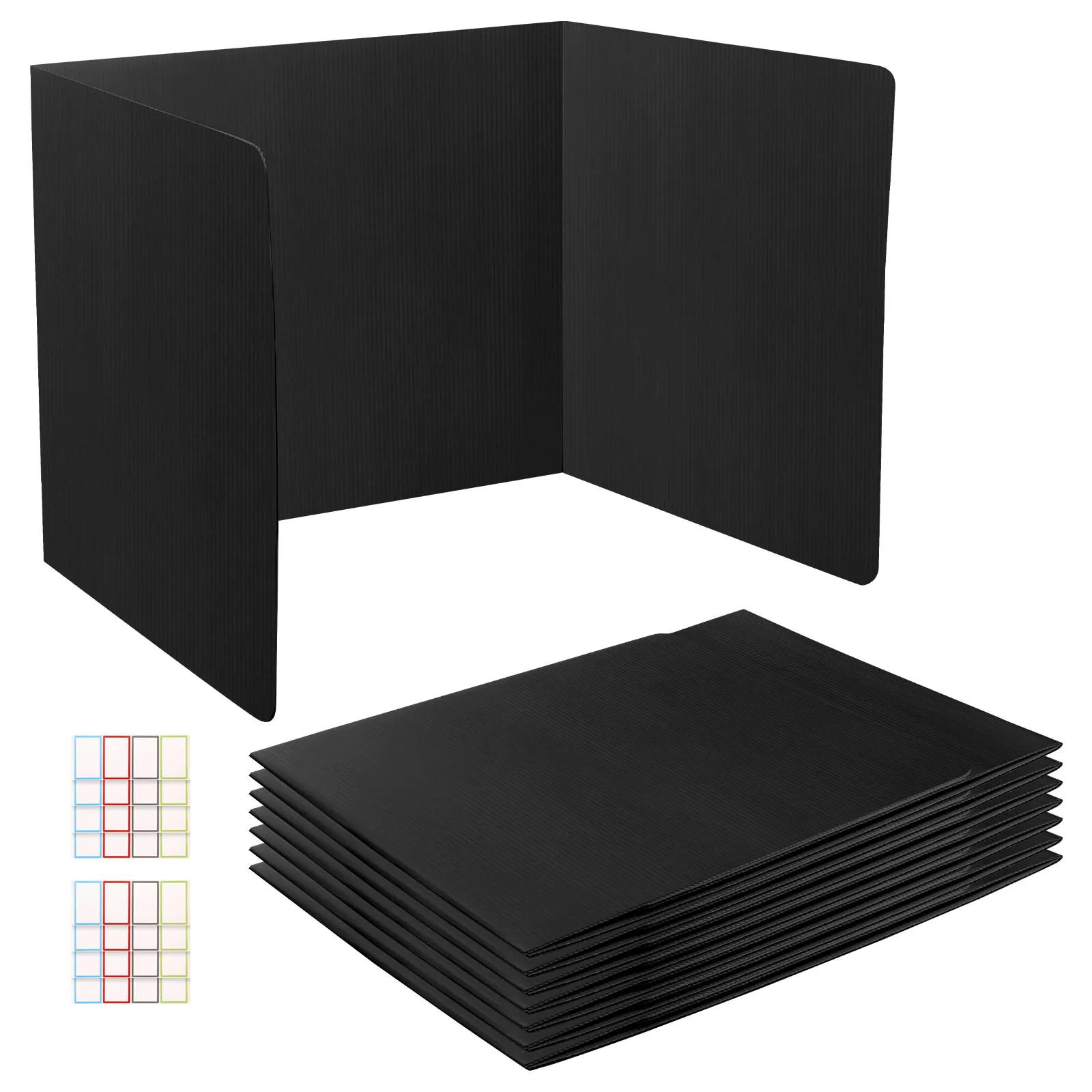 

8 шт. Настольная перегородка для конфиденциальности со стикерами, многоразовая пластиковая перегородка для учебной кабинки для тестирования студентов и легкой защиты конфиденциальности чёрный