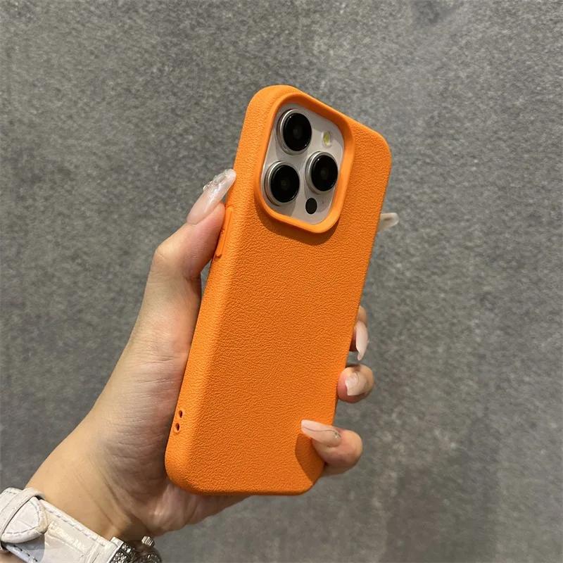 Luxury Matte Soft Leather Candy Phone Case For iPhone 15 14 Plus 13 12 11 16 Pro Max Lens Protection Shockproof Silicone Cover