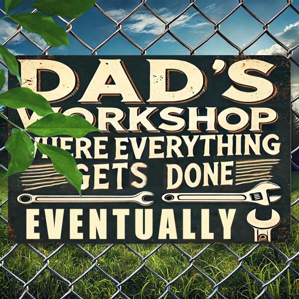 Metal Wall Art Poster, Vintage Dad Workshop Sign, Garage Gift