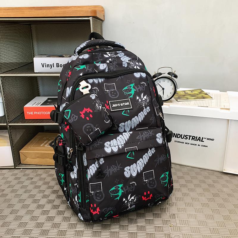 Граффити Принт Школьный Ранец Мужской Класс 4-6 Рюкзак С Монетницей зелёный — фото 13