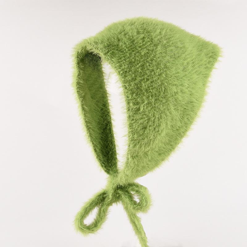 Women's Fluffy Knit Wool Triangle Headscarf - Sweet & Warm, Perfect for Autumn and Winter