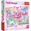 Puzzle 4W1 Jednorożce 4+, Trefl