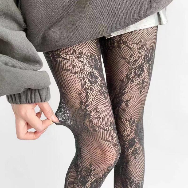 New Tights Women Sexy Lace Floral Thigh High Stockings Pantyhose Lingerie Hosiery Mesh Fishnet Stockings Women Tights