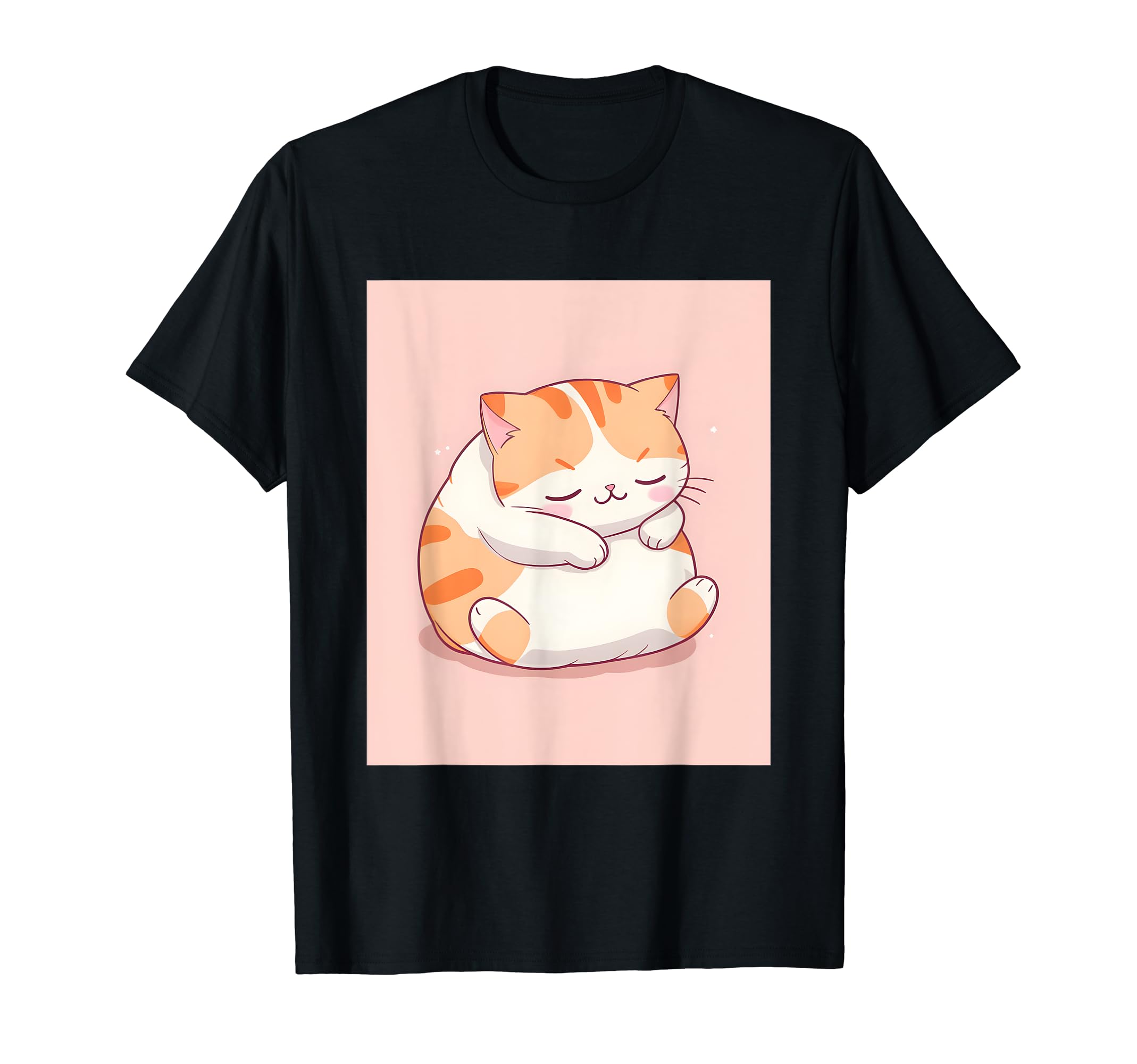 

pajamas print Kawaii, cat, sleeping, cute, Japanese, staff, T-shirt чорний