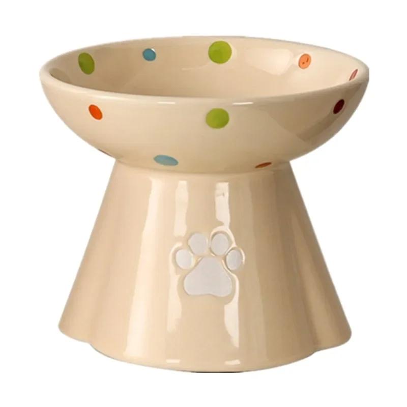 Cat Bowl Ceramic Neck Guard Cat Food Bowl Preventing Dark Chin High Cat Bowl Cat Teddy Dog Bowl Drinking Bowl Pet Food Bowl