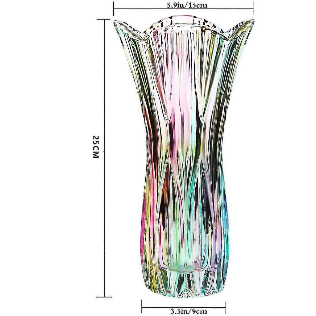 Flower Vase Phoenix Tail Shape Thickened Crystal Glass For Home Decor, Wedding Or Giftsize25cm Less