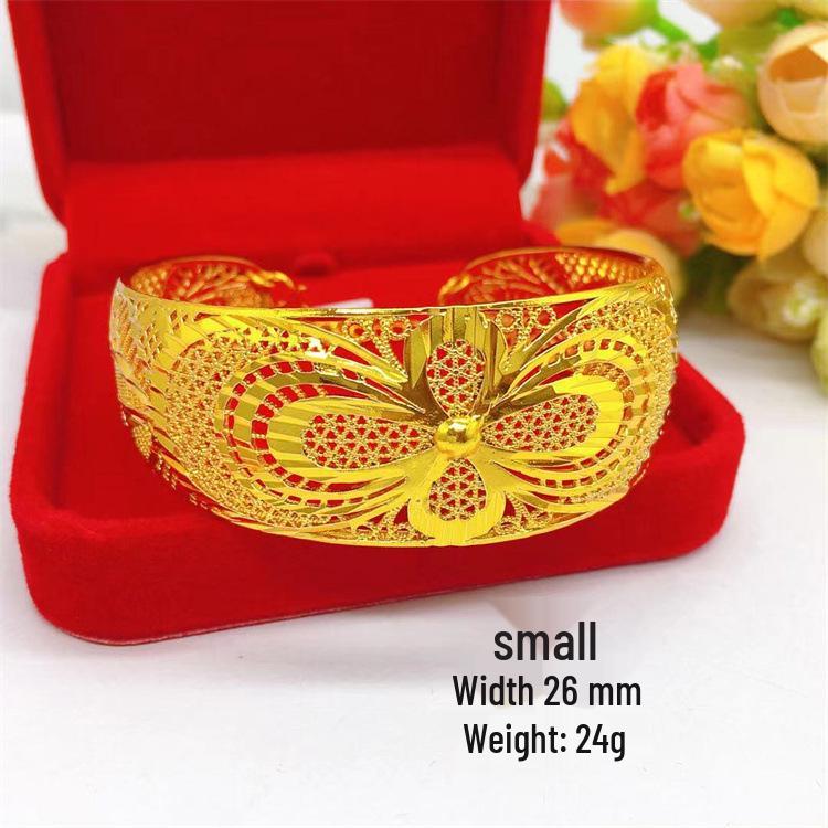 Gold-Plated Brass Women s Open Four-Leaf Clover Flower Bracelet