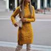 European & American High Neck Slim Fit Long Sweater Dress for Women - Autumn/Winter Warmth