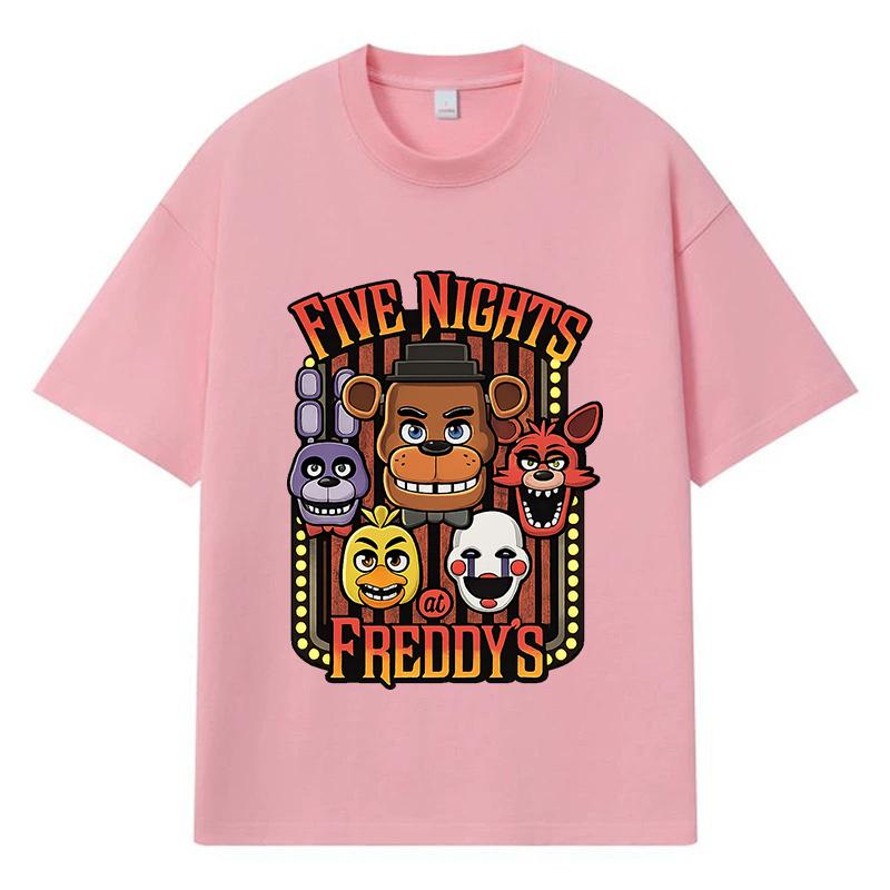 

2026 Five Nights at Freddy s Принтована Графічна Y2k Харадзюку Вуличний одяг 100% Бавовна Футболка Повсякденна Оверсайз Літня Чоловіча Футболка L рожевий