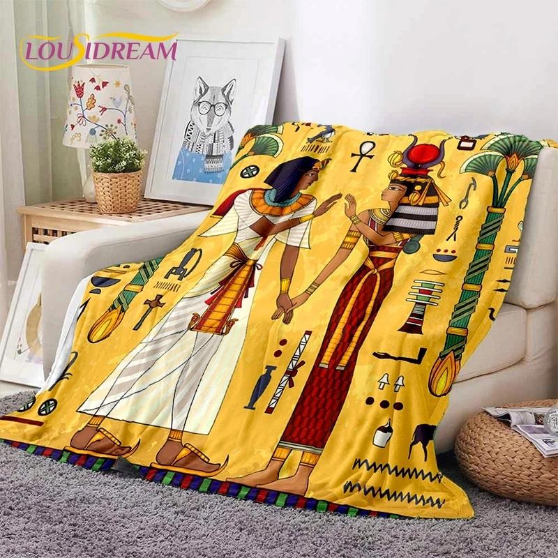 3D Pharaoh Hieroglyphic Egyptian Mythology Soft Blankets,Keep Warm Throw Blanket Comfortable for Picnic Beds Sofa Home Bedroom