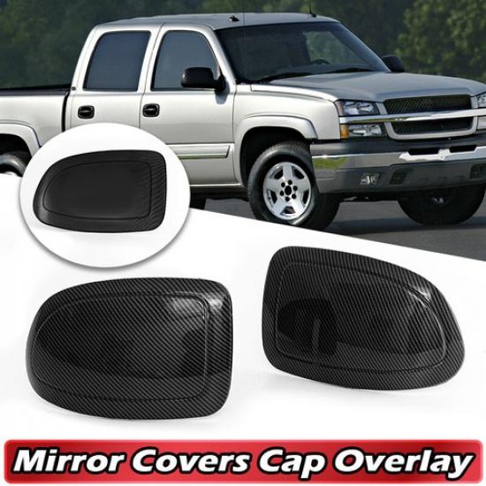 Pair For 1999-2006 Chevrolet Silverado GMC Sierra Carbon Fiber Mirror Cover Caps