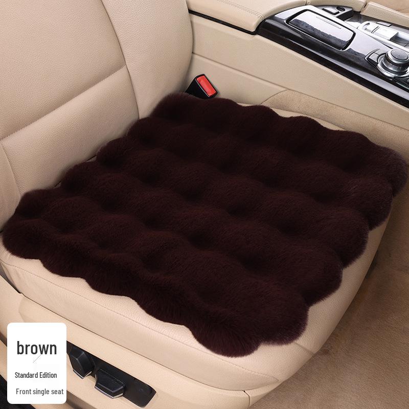 Universal Winter Car Seat Cushion Set - Thickened Fleece with Faux Rabbit Fur, Warm & Plush