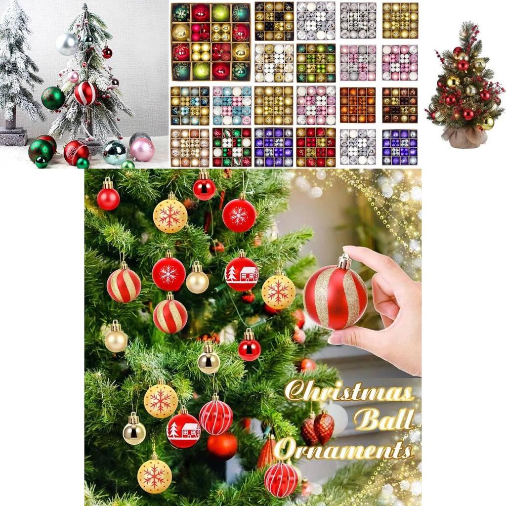 Charming 44 Piece Decorative Christmas Balls In Unique Shapes For Elegant Holiday Display