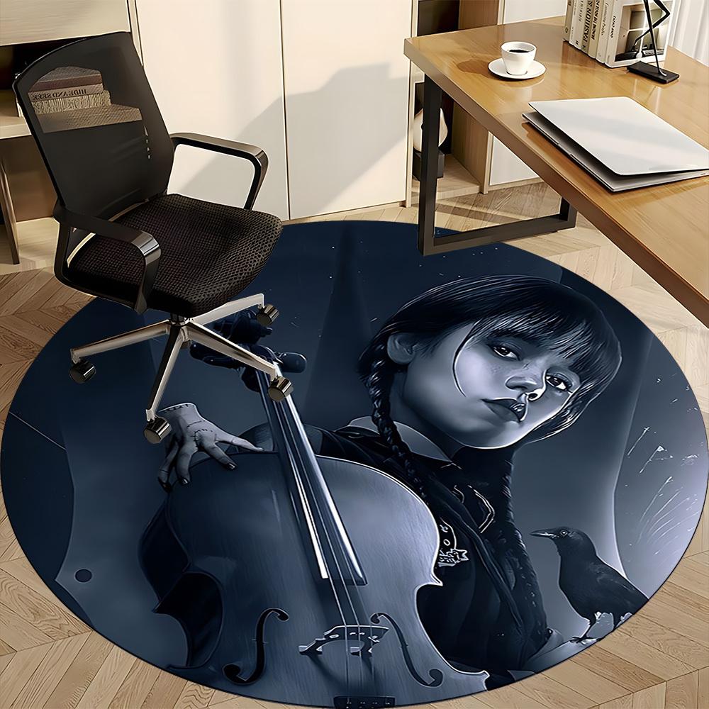1pc Wednesday Chair Carpet for Office, Indoor Non Slip Washable Polyester Fiber Carpet, Mat For Office, Machine Washable