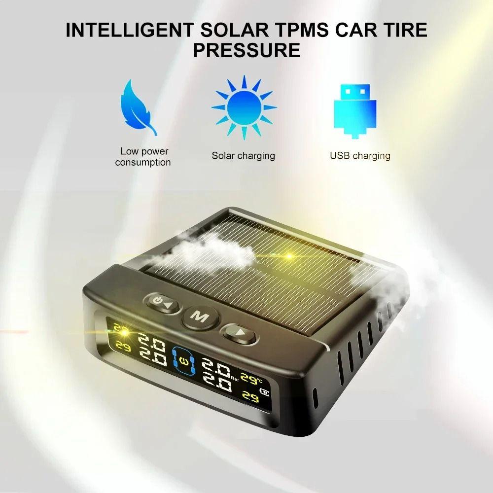 Solar/USB Powered Car Tire Pressure Monitor Wireless Tire Pressure Sensors  Truck Monitoring