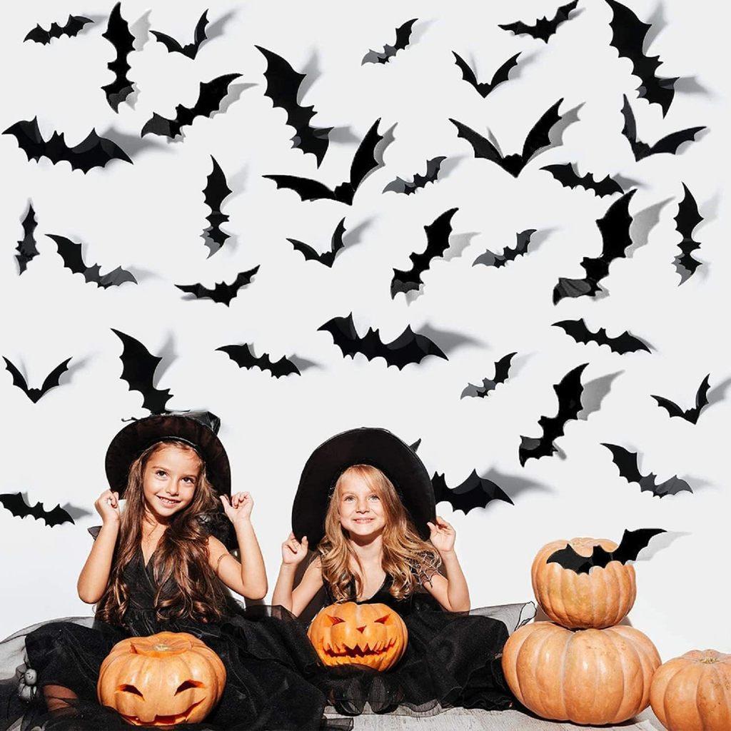 Halloween Bat 3d Wall Decals Pack With Plastic Material For Spooky Decor