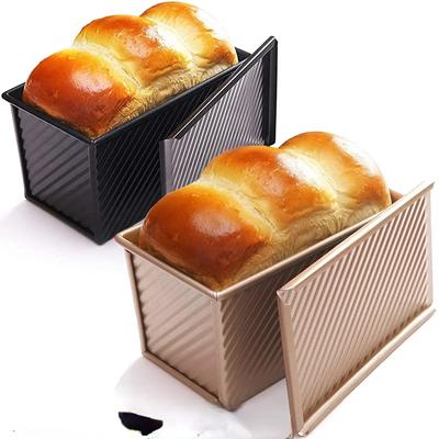 Rechteckige Kastenform mit Deckel, Brotbackform, Kuchen, Toast, antihaftbeschichtete Toastbox mit Deckel, goldfarbene Brotform aus aluminiertem Stahl