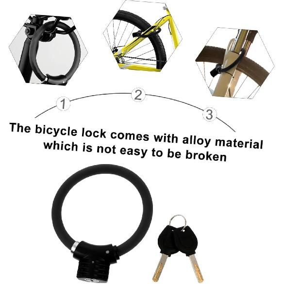 Happyyami 2 шт. велосипедный кольцевой замок велосипедный замок антиблокировочная цепь — фото 4