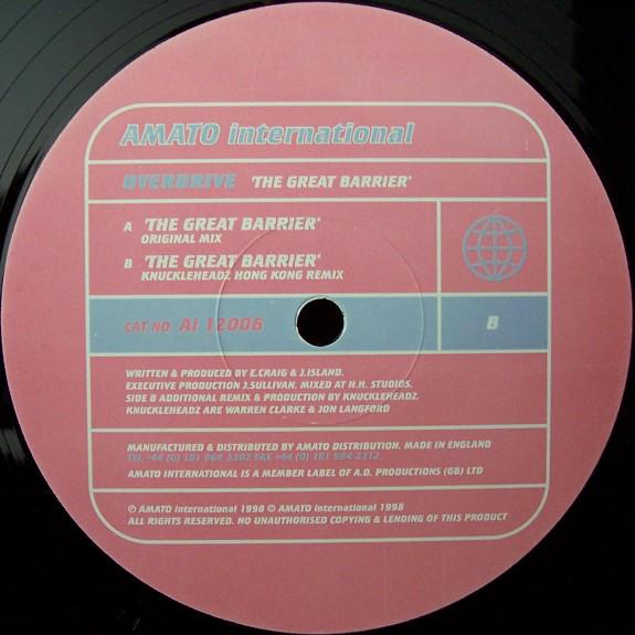 

12inch Record OVERDRIVE - The Great Barrier AI12006 Amato Internati 1998 UK Dance & Electronica Used