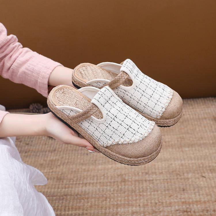 2024The New Breathable Cotton Linen Canvaswomen Shoes Cotton Linen Slippers Summer Fashion Women Shoes Sandals Zapatos De Mujer