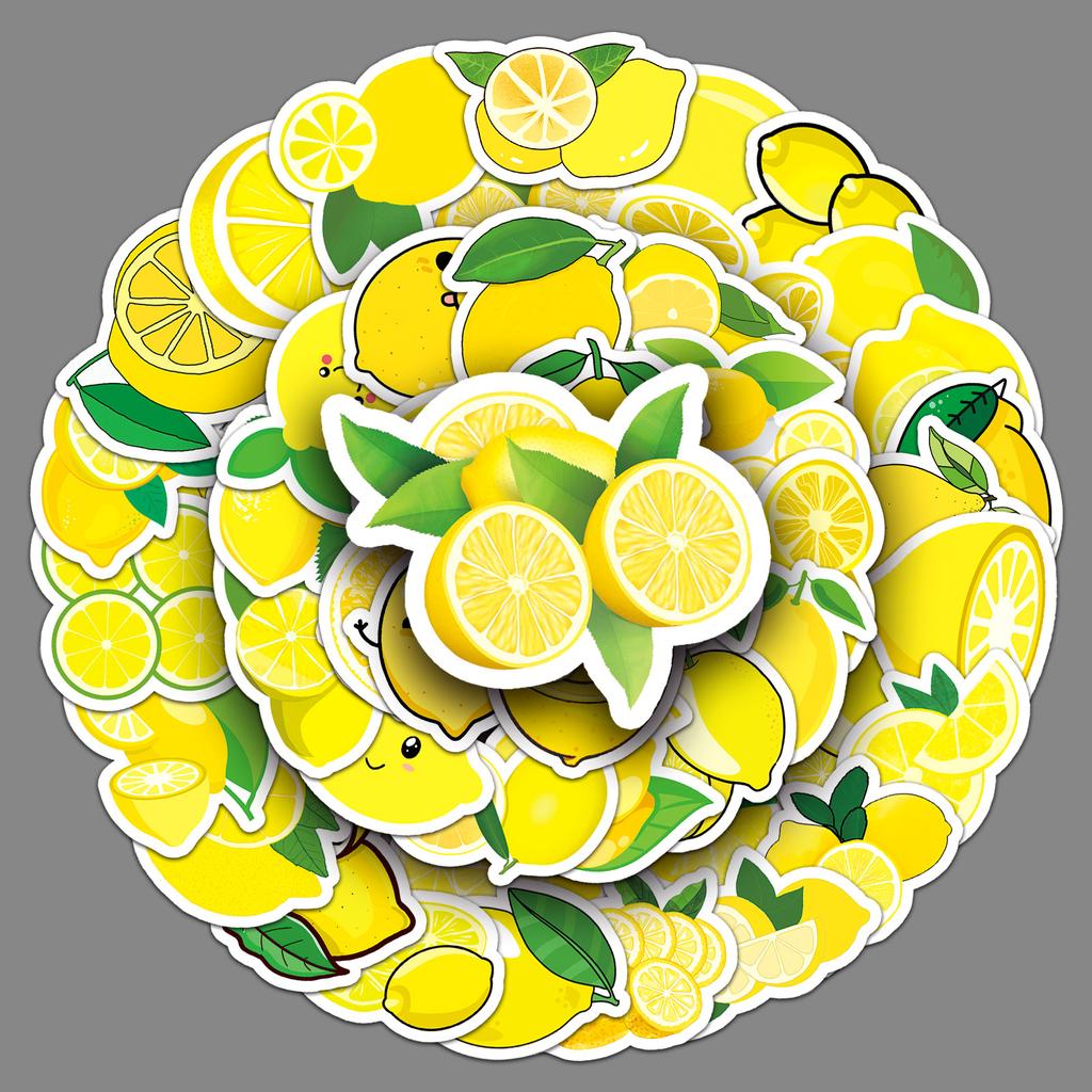 50 Lemon Doodle Personality Cartoon Fruit Children's Gauze Decorative Skateboard Suitcase Stickers Waterproof