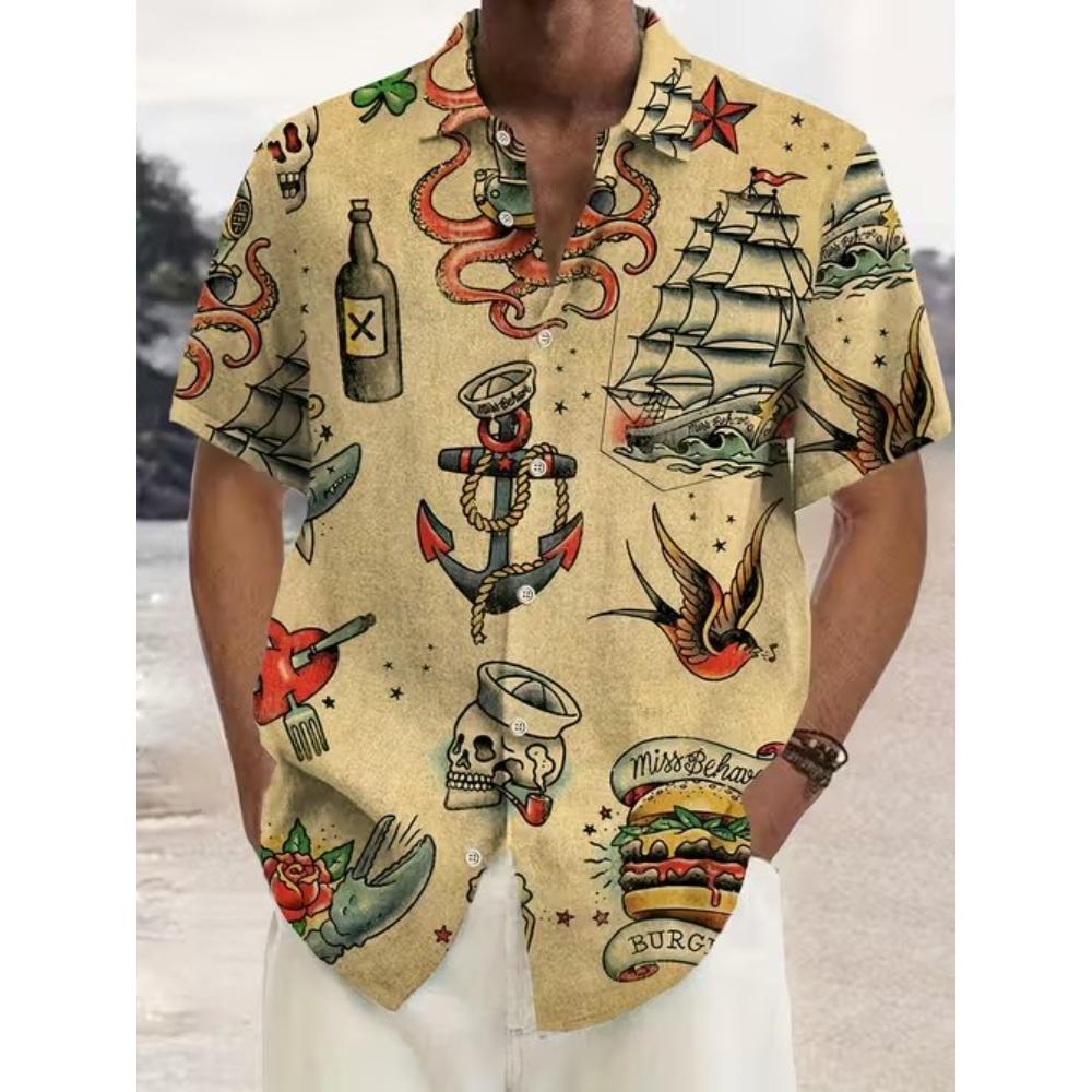 

Men s Geometric Pattern 3D Print Shirt Button Up Shirt Casual Shirt Summer Shirt Short Sleeve Daily Vacation Clothing XS